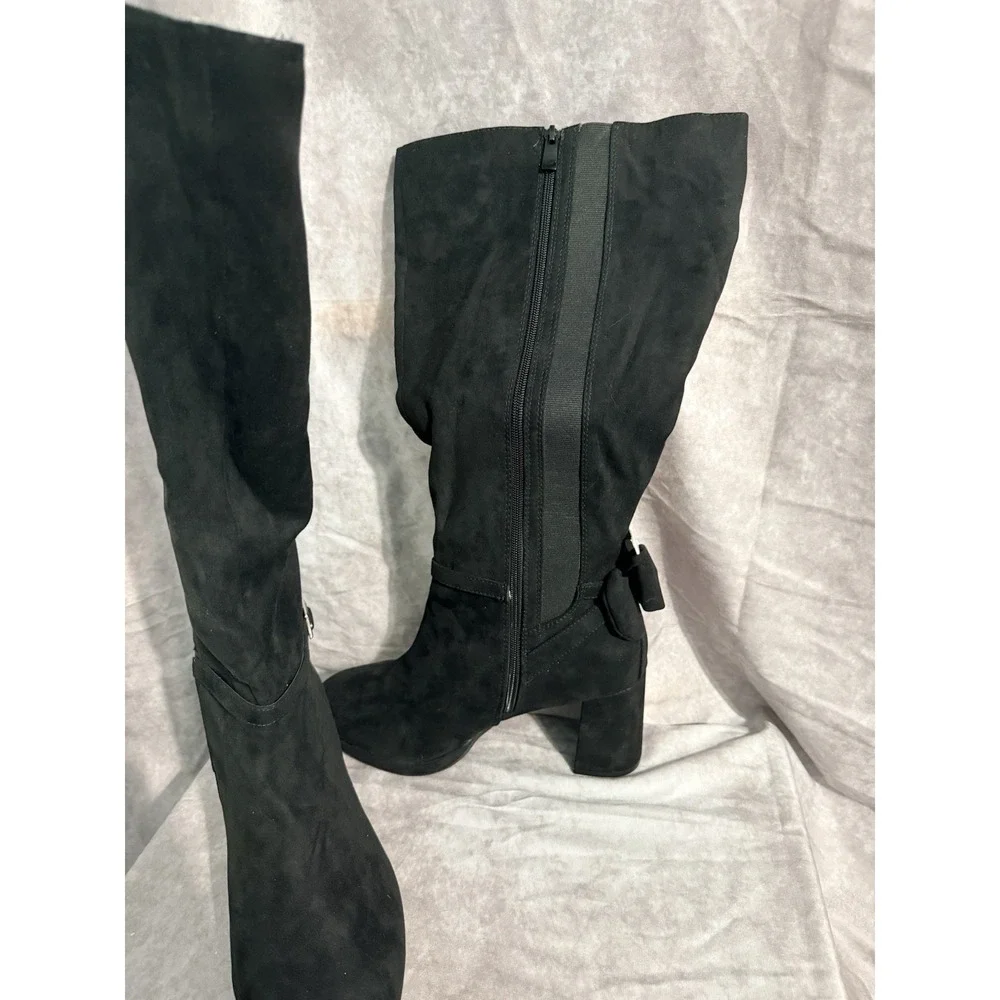 torrid buckle and bow faux suede knee high boot Size 12WW